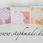 Fünf verschiedene Karten mit dem Stempelset Daydream Medallions und den neuen In Color Farben